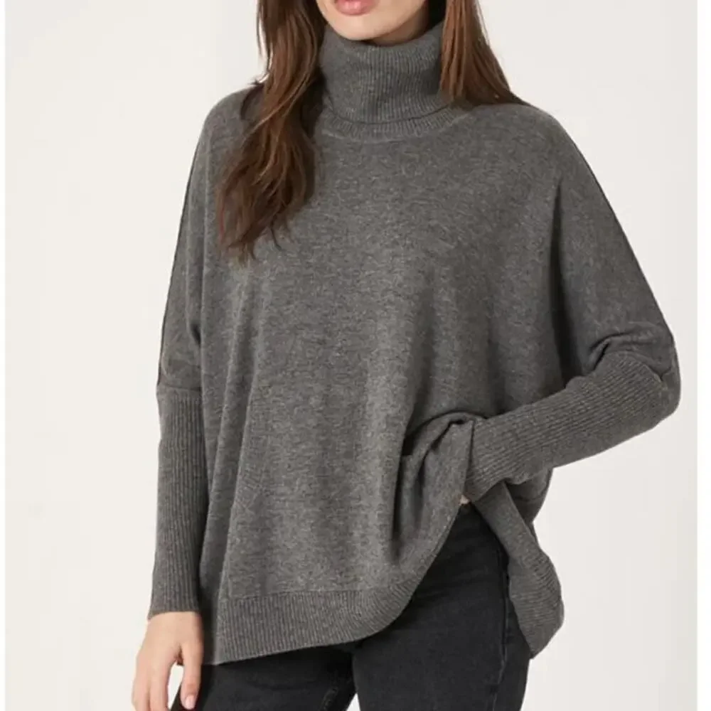 Reiss NWT Bijou Roll Neck Sweater Jumper Wool Loose Fit Charcoal Gray Size Large